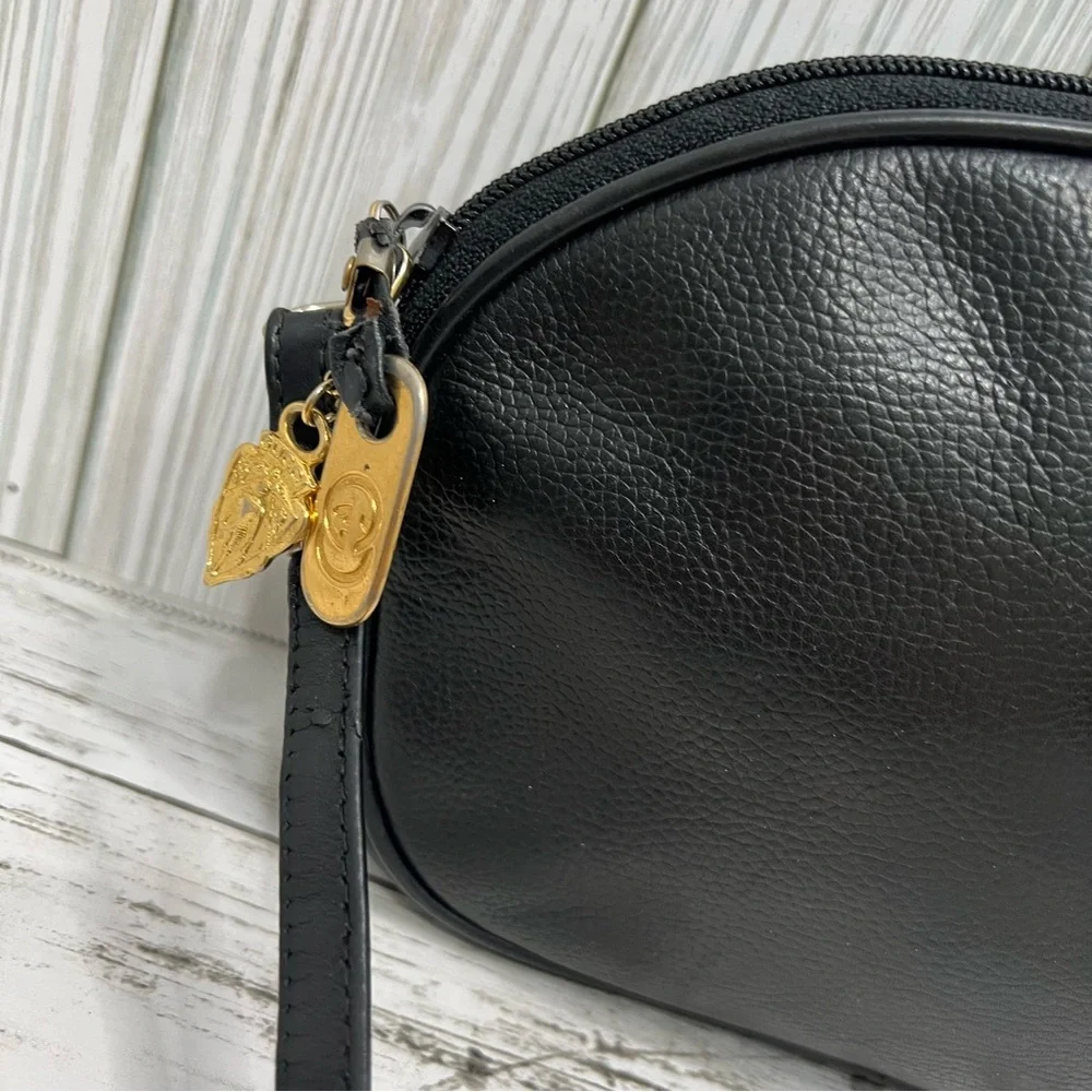 Gucci Vintage Black Leather  Crossbody Bag Gold Hardware - Picture 4 of 14